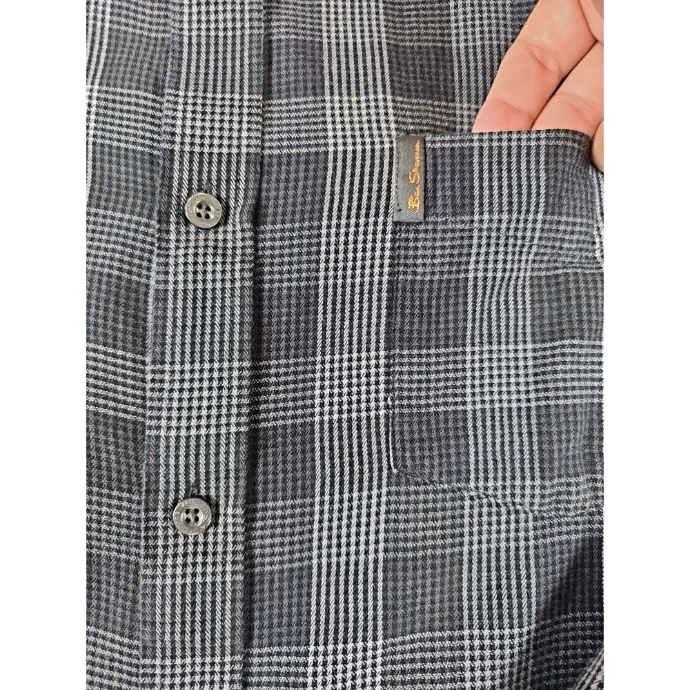 Ben Sherman Shirt Men's Size L Black Check Long Sleeve Button Down Pocket Shirt - Picture 2 of 15